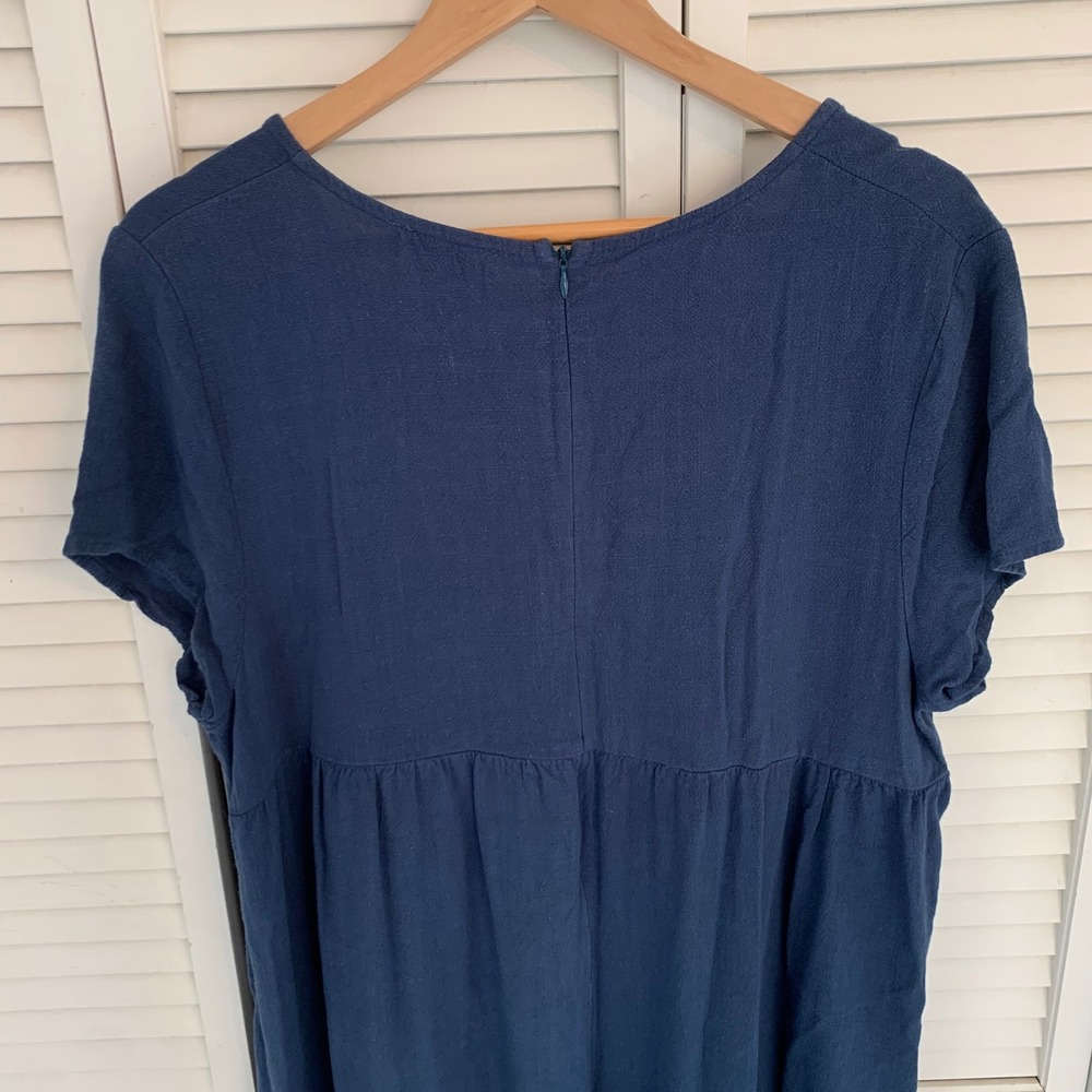 Natural Life Avery Jumpsuit Wide Leg Blue Rayon Linen Womens L Boho Short Sleeve - Picture 8 of 14